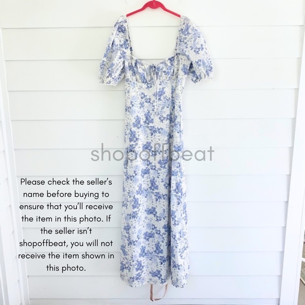 NEW House of CB Felizia Dress Blue Print + White Large with Regular Cup - Picture 15 of 17